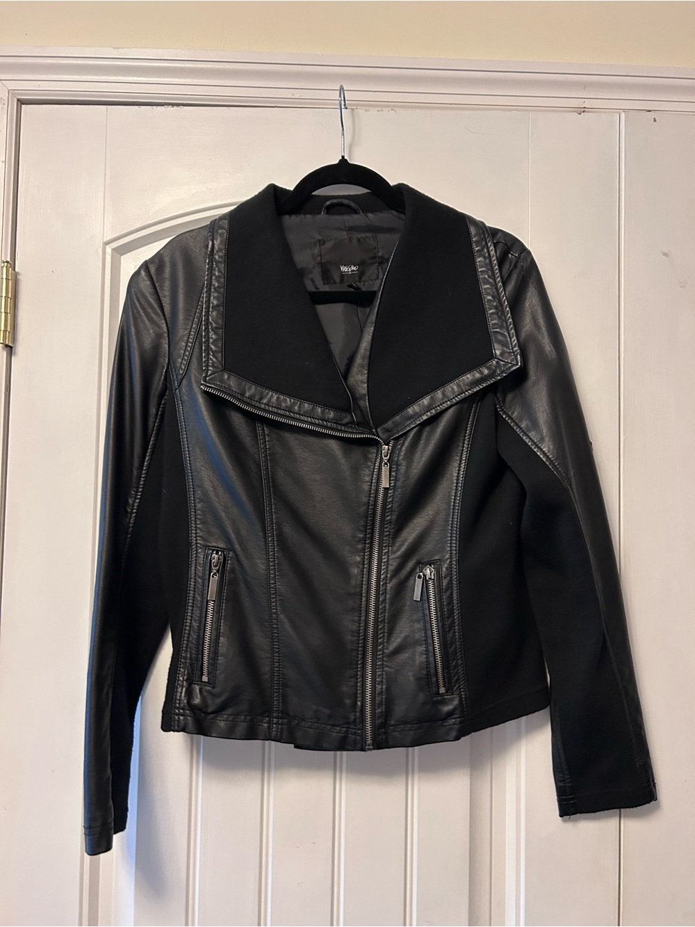 Women’s Black Vegan Leather Moto Jacket